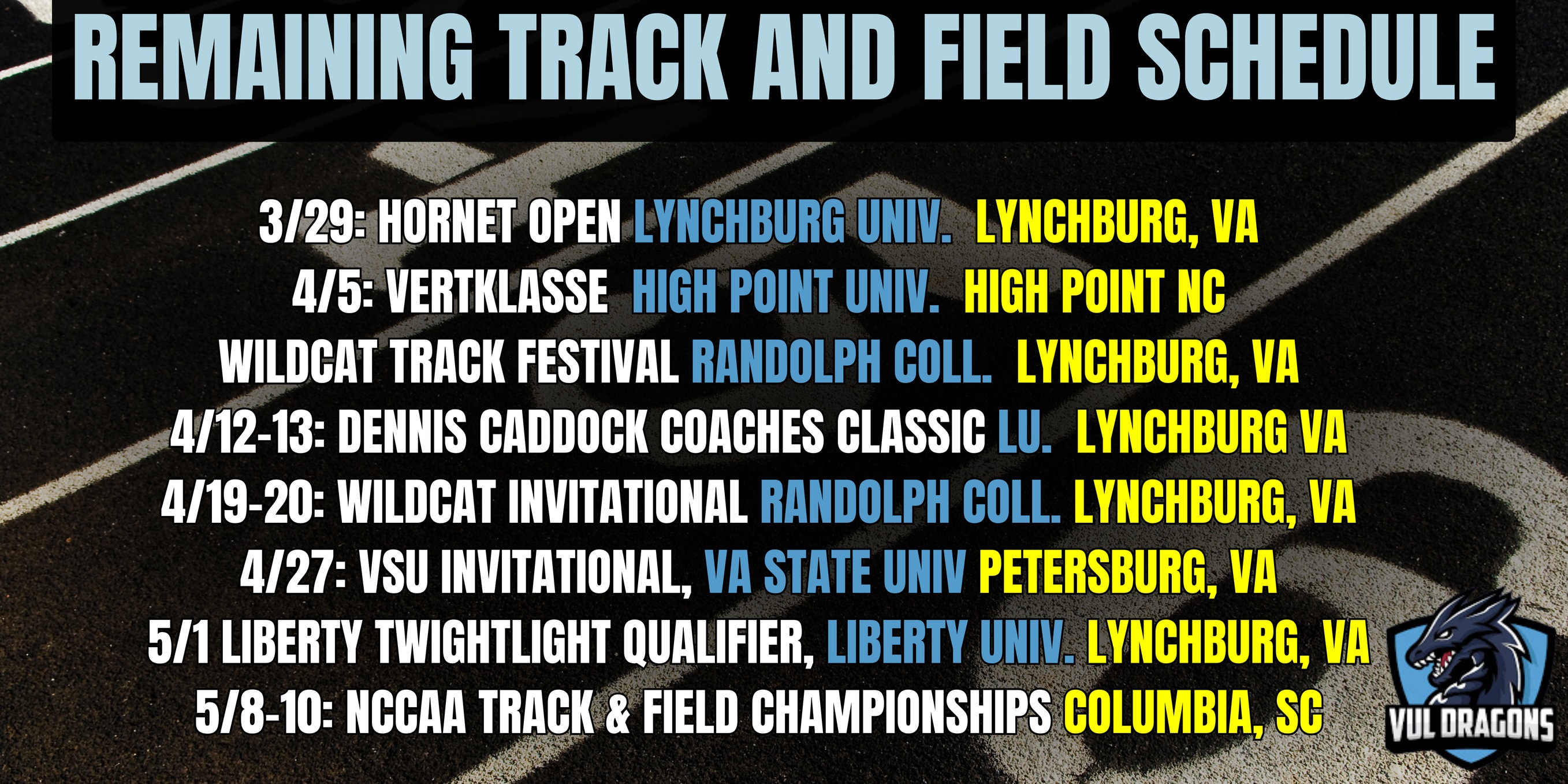 Remaining Track Schedule