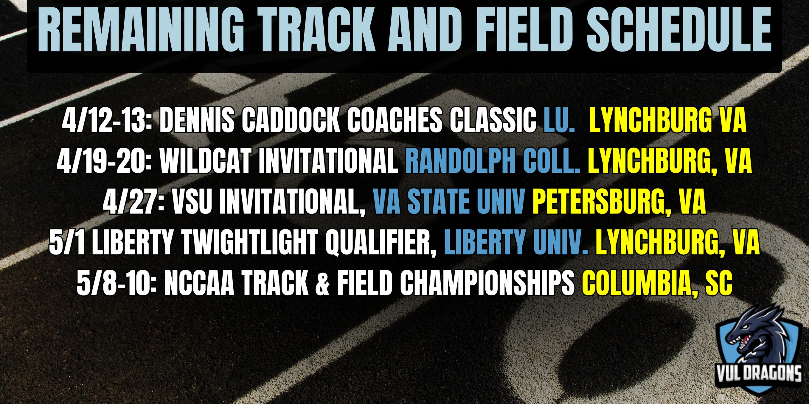 Checkout the remaining schedule for our track and field program !!